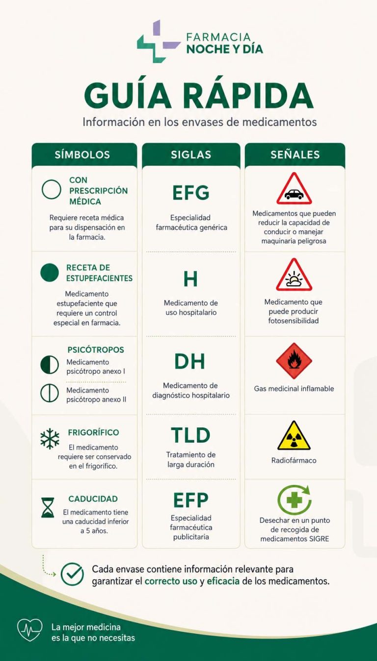 guia símbolos medicamentos de Farmacia Noche y Día en Torremolinos